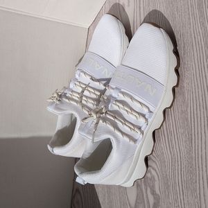 Nautica Kora White Athletic Sneakers Shoes Slip-On Laces Accent Size 9.5